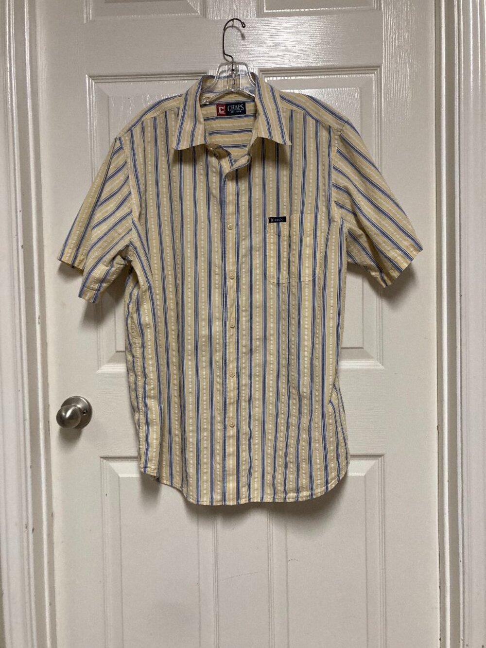Chaps Est. 1978 100% Cotton shirt yellow/blue stripes size XL/TG/EG